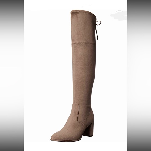 Marc Fisher knee high block heel boot with bow back mushroom color Sz 7.5 - Picture 5 of 16